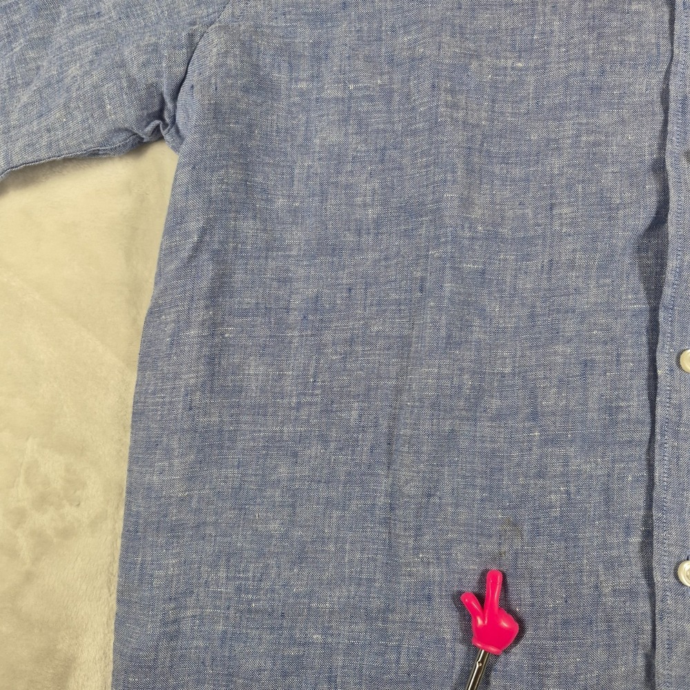 UNTUCKit Shirt Men's Large Blue 100% Linen Classic Valente Slim Fit Short Sleeve - Picture 8 of 10